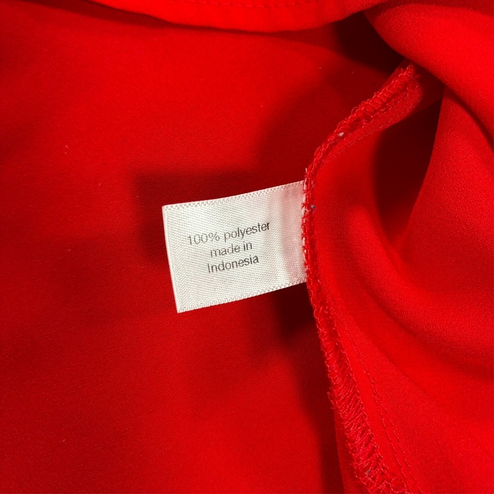 Lane Bryant Womens Plus Size 18/20 Red Button Front Roll Tab Long Sleeve Blouse - Picture 4 of 9
